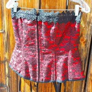 Quality Red and Black lace corset